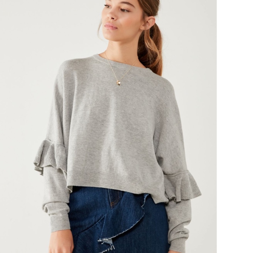 UO Kimchi Blue Ruffle Dolman Sleeve Sweater - M